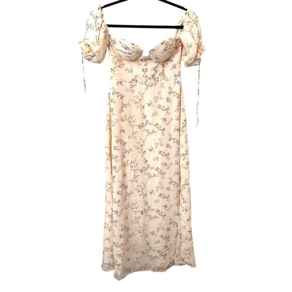 ADEIRLINA Bardot Floral Midi Dress Yellow NWT XS - Picture 2 of 6
